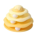 Cat Ball Track Tower Toy, 3 Level Ice Cream Design - Yellow