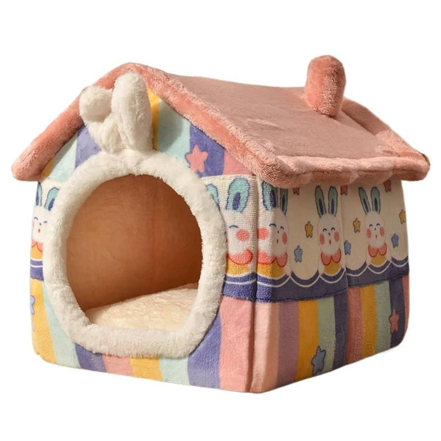Cat Bed Dog House Pet Villa Kitten Shelter, Soft Indoor Pet Home - Size L (53 x 43 x 46 cm)
