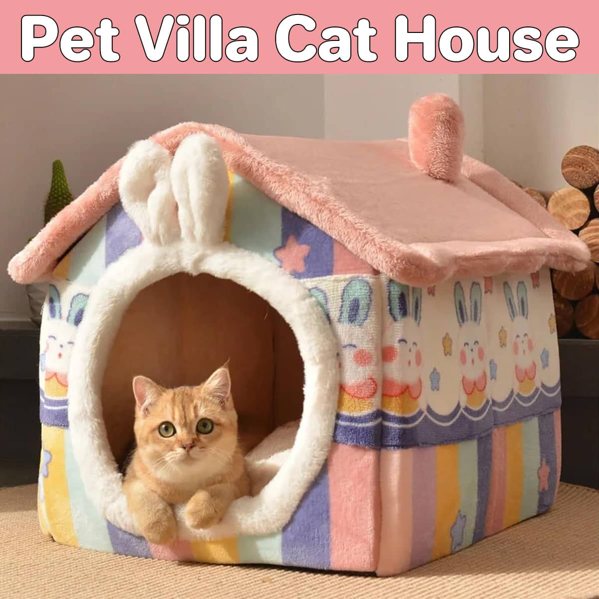 Cat Bed Dog House Pet Villa Kitten Shelter, Soft Indoor Pet Home - Size L (53 x 43 x 46 cm) - view 2