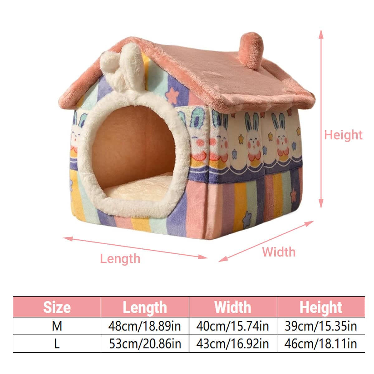 Cat Bed Dog House Pet Villa Kitten Shelter, Soft Indoor Pet Home - Size L (53 x 43 x 46 cm) - view 4