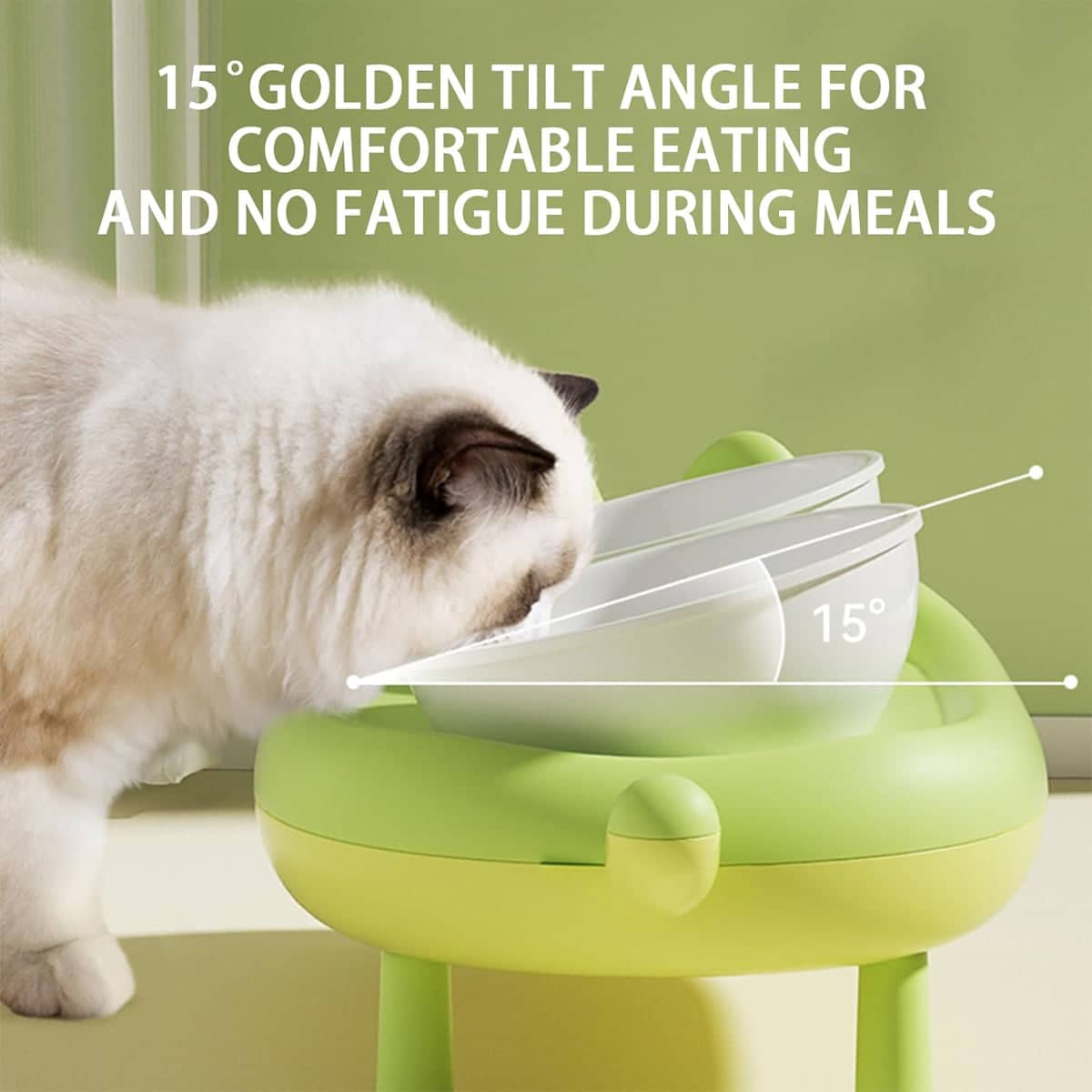 Cat Bowl Ceramic Double Bowl Elevated Non Slip Food Safe Durable - view 4