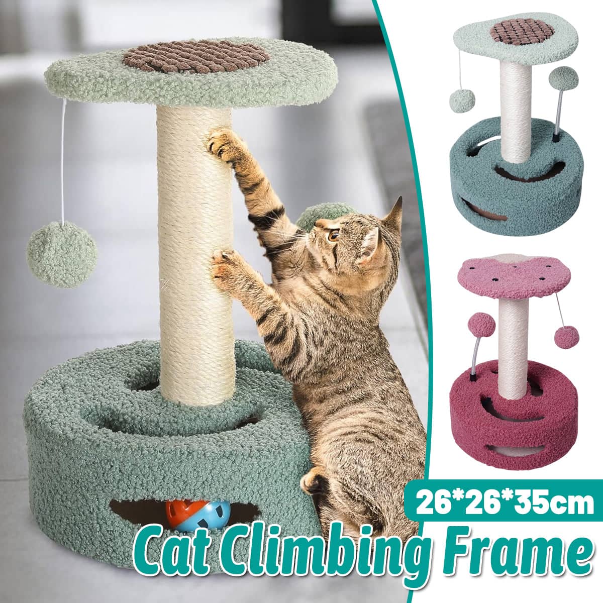 Cat Climbing Toy Small Jump Platform with Scratching Board for Kittens - Green - view 2