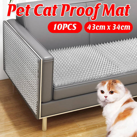 Cat Deterrent Mat Set 10 Pack Anti Cat Spikes Fence Stopper - Clear