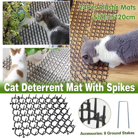 Cat Deterrent Spike Mat Set of 24 for Garden, Balcony, Fence and Sofa
