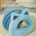 Cat Ear Shape Cosy Pet Bed, Blue - Size M (50 x 42 x 30 cm) - view 4