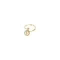 Cat Eye Stone Open Band Ring - Gold-Tone, Adjustable