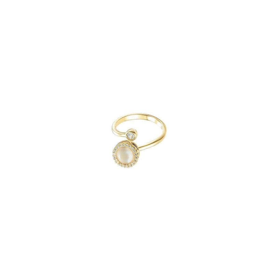 Cat Eye Stone Open Band Ring - Gold-Tone, Adjustable