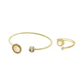 Cat Eye Stone Open Band Ring - Gold-Tone, Adjustable - view 3