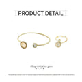 Cat Eye Stone Open Band Ring - Gold-Tone, Adjustable - view 4