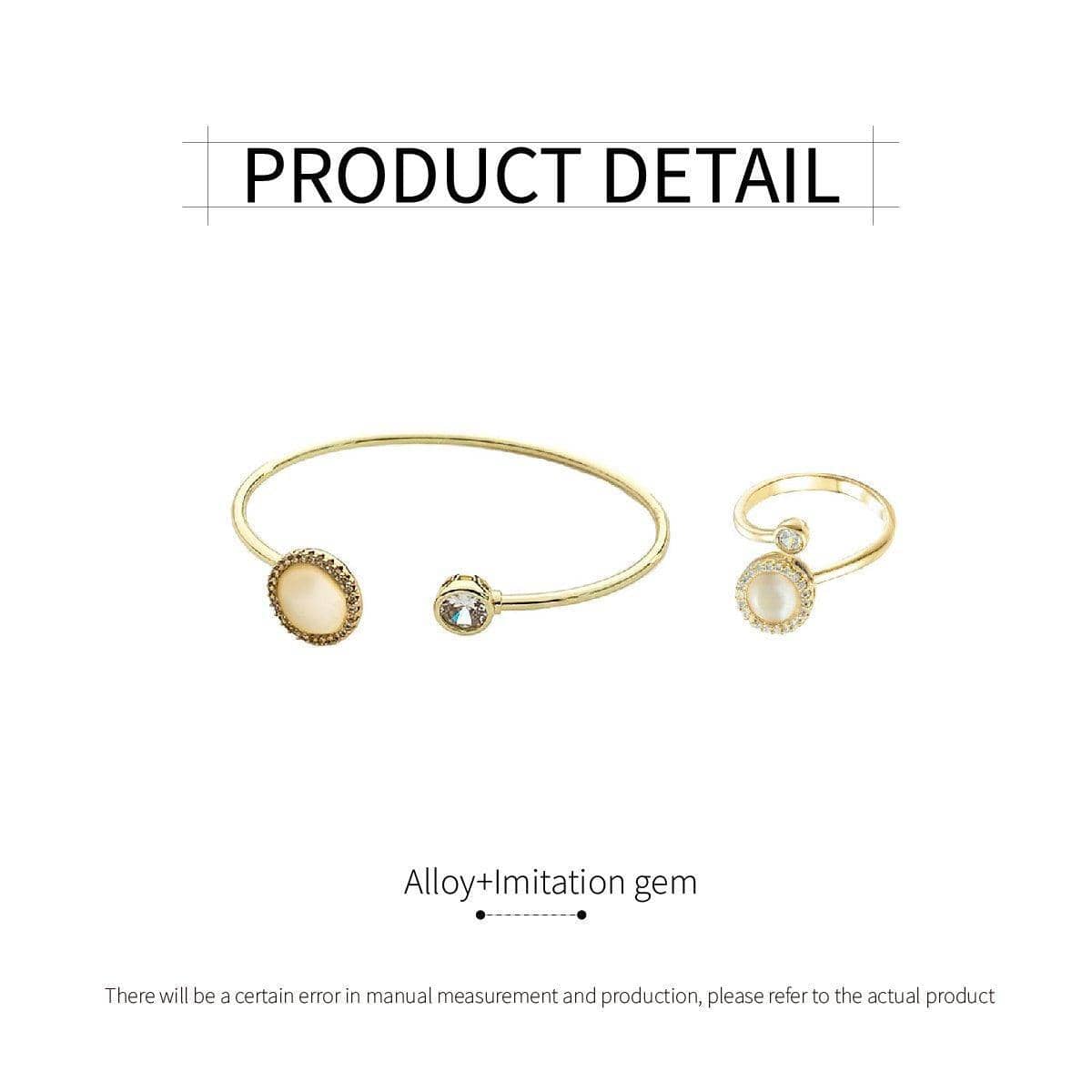 Cat Eye Stone Open Band Ring - Gold-Tone, Adjustable - view 4