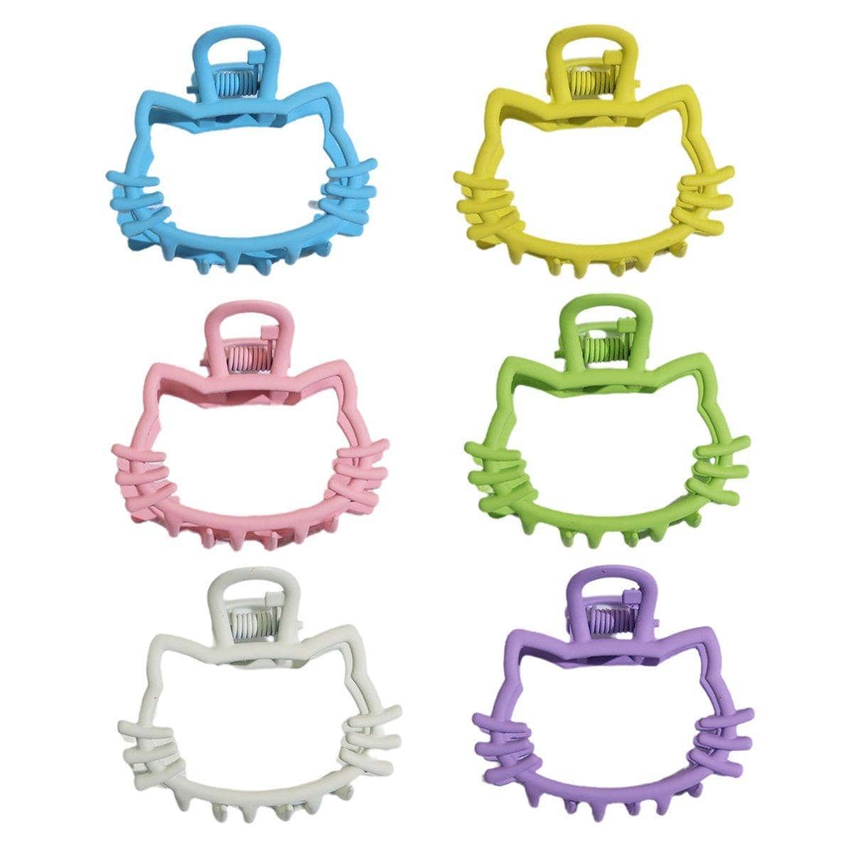 Cat Face Metal Hair Claw Clips, Pack of 6 - Assorted Colours - view 2