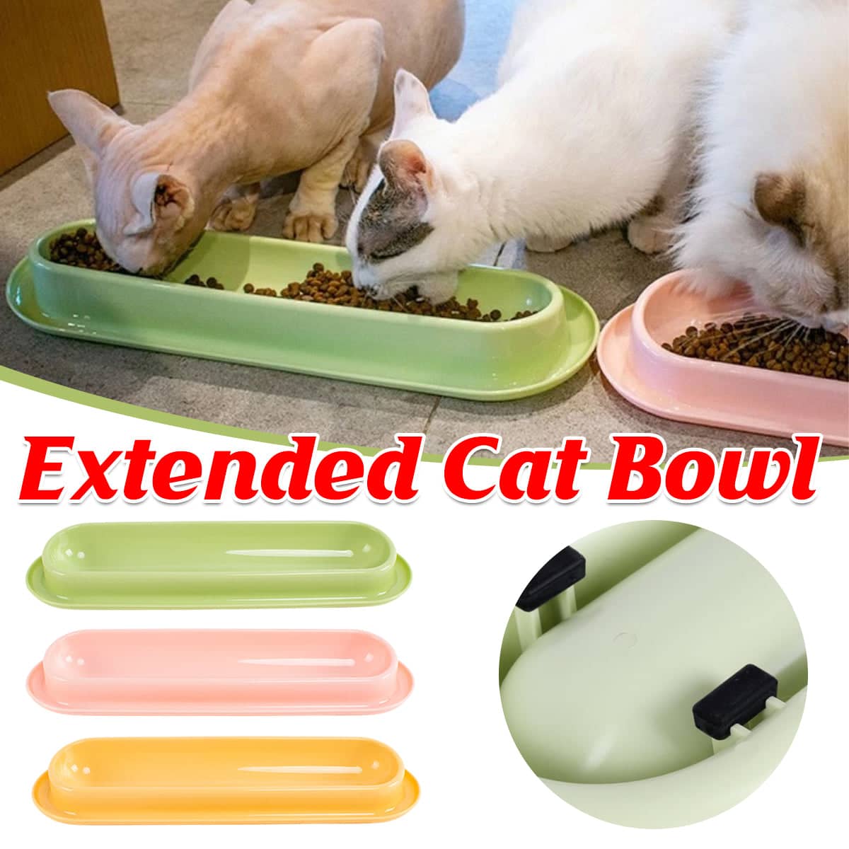 Cat Feeding and Drinking Bowl with Non-Slip Base - Yellow - view 2