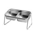 Cat Food Bowl Set, Raised Double Stainless Steel Bowls with Non-Slip Stand - view 2