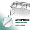 Cat Food Bowl Set, Raised Double Stainless Steel Bowls with Non-Slip Stand - view 4