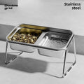 Cat Food Bowl Set, Raised Double Stainless Steel Bowls with Non-Slip Stand - view 5