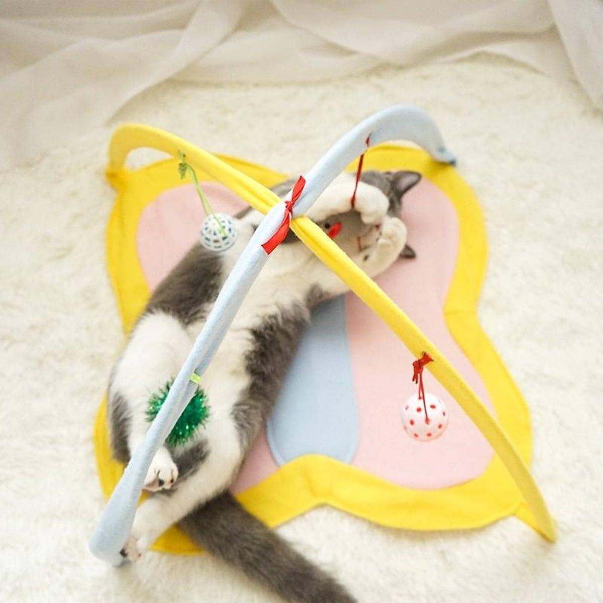 Cat Hammock Bed with Bell Toys, Breathable Pet Hammock - Butterfly Design - view 5