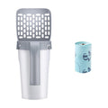 Cat Litter Scoop with Detachable Waste Bin and 1 Roll of Bags - Grey and White