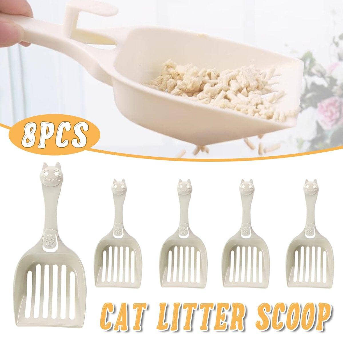 Cat Litter Scoop Set of 8, Pet Poop Scooper with Slotted Sifting Design