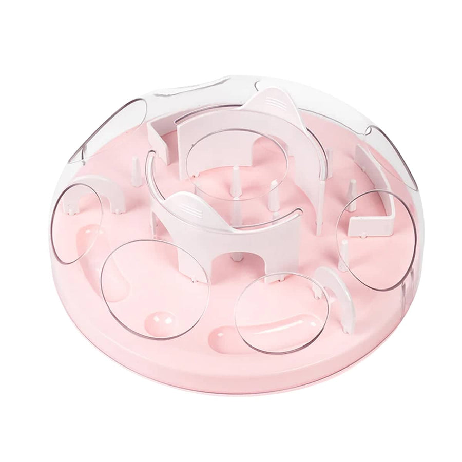 Cat Maze Slow Feeder Bowl for Dry Food and Treats - Pink
