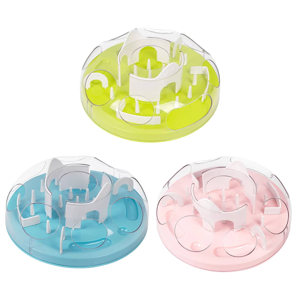 Cat Maze Slow Feeder Bowl for Dry Food and Treats - Pink - view 3