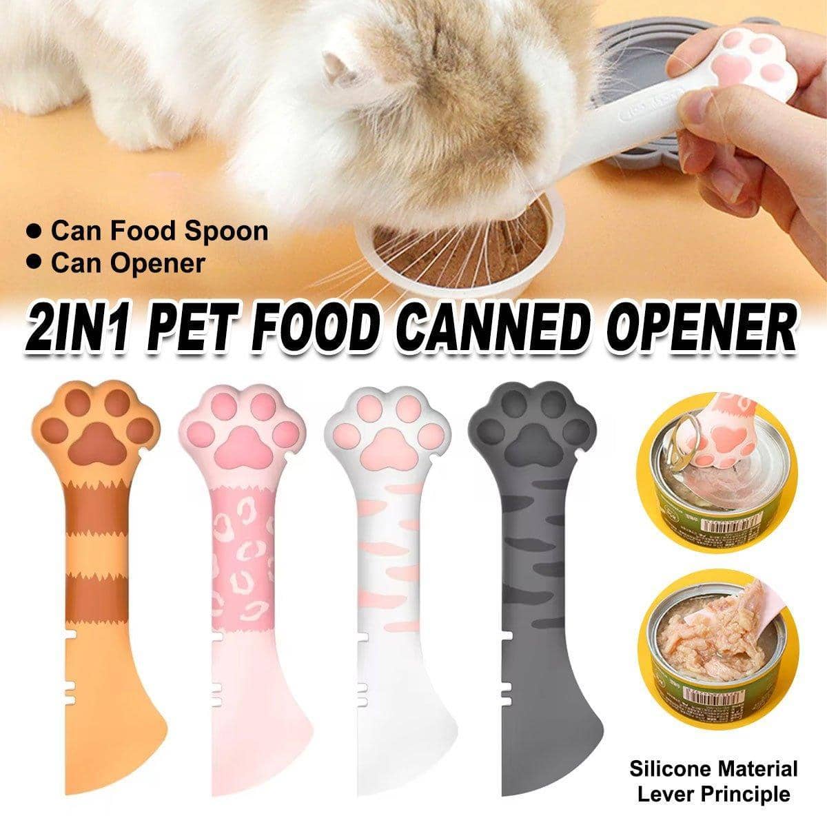 Cat Paw Silicone Can Opener and Food Scoop - White - view 2