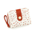 Cat Print Zip Wallet with Coin Purse and Card Slots - Red