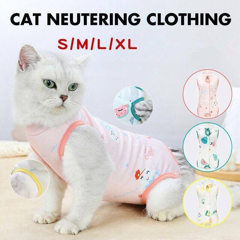 Cat Recovery Suit for After Surgery - Pink, Size M (Bust 38 cm, Length 27 cm) - view 2
