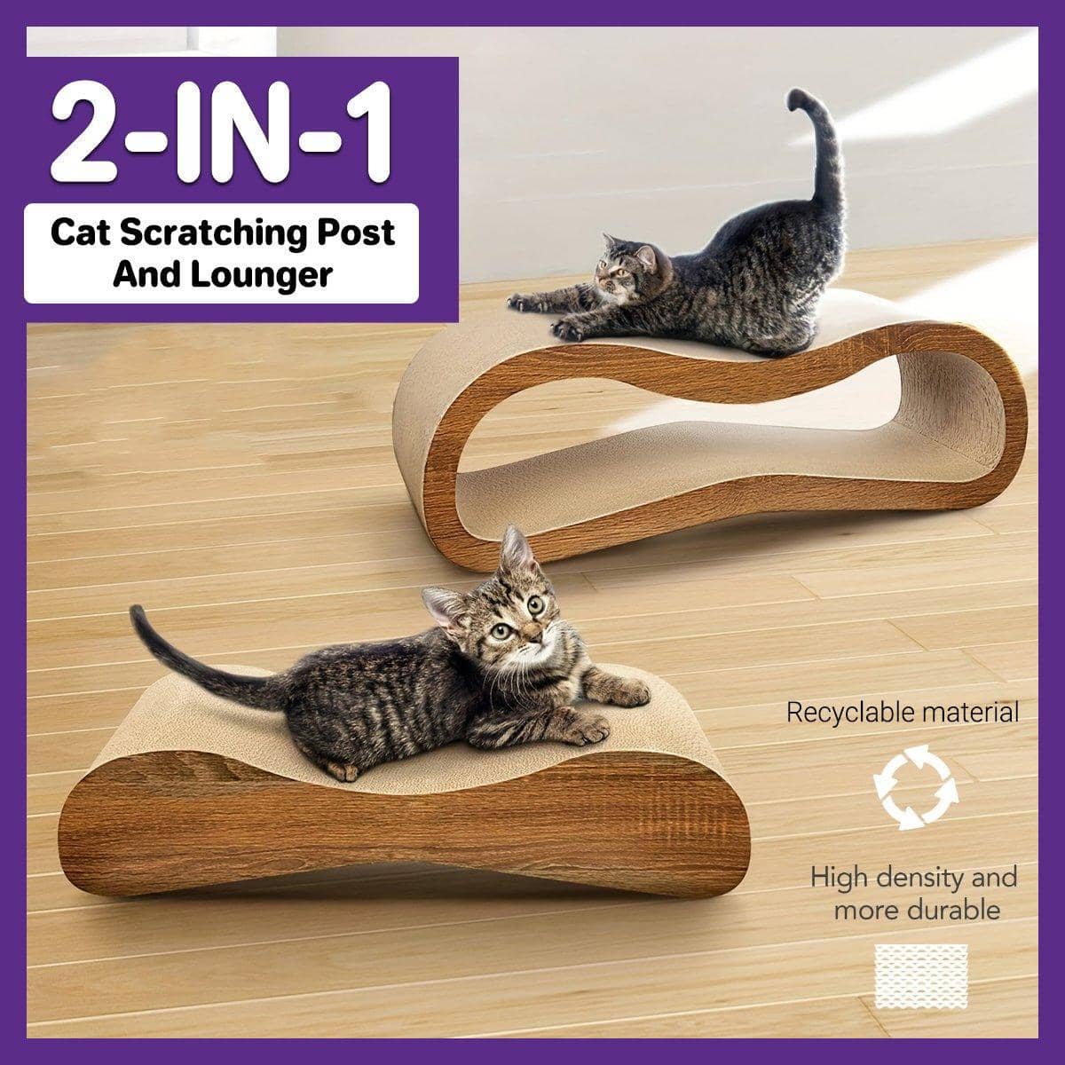 Cat Scratching Board and Lounge Bed Extra Wide Recyclable Cardboard