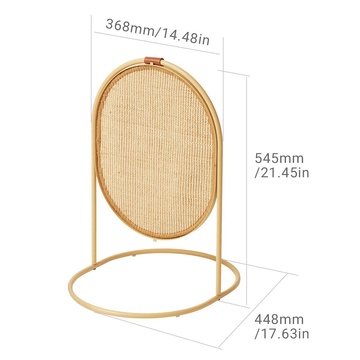 Cat Scratching Board Sisal Vertical Scratcher with Steel Frame and Faux Leather Buckles - view 3