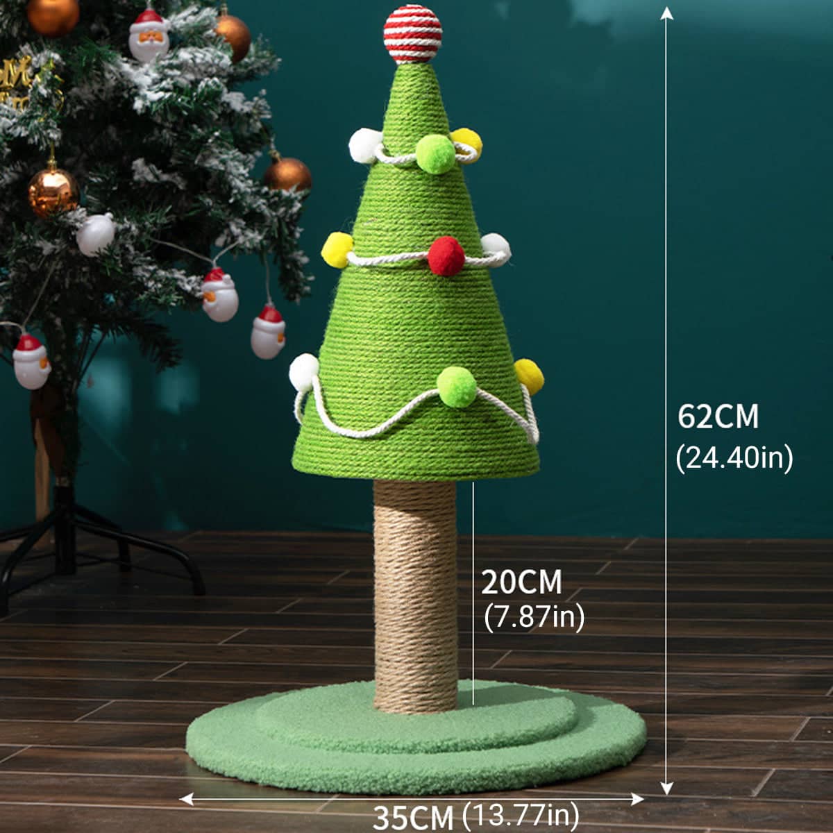 Cat Scratching Tree Sisal Climbing Frame Christmas Style Scratch Board - view 3