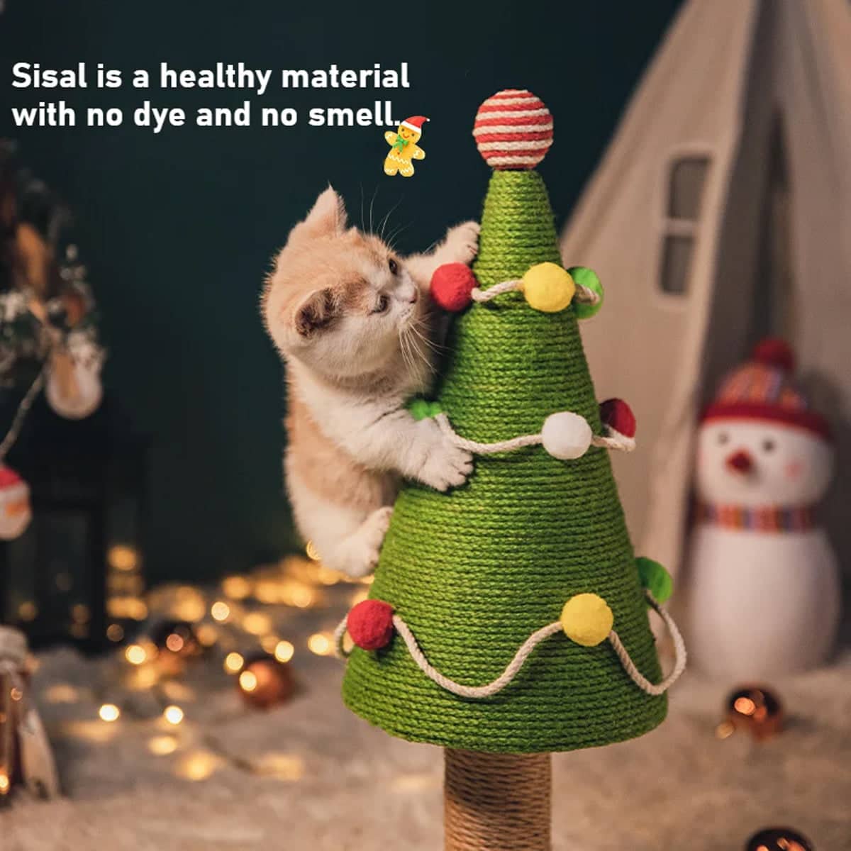 Cat Scratching Tree Sisal Climbing Frame Christmas Style Scratch Board - view 5