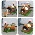 Cat Scratching Tunnel with Mushroom Decorations and Hanging Mouse Toy - view 5