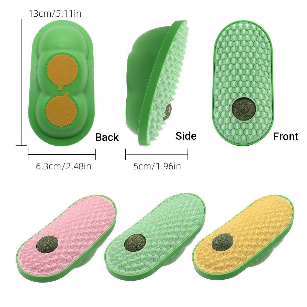 Cat Self-Grooming Scrubber Toy with Soft Silicone Bristles - Green - view 4