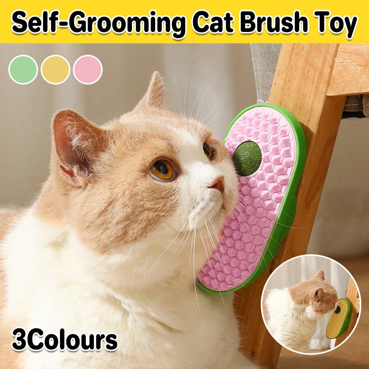 Cat Self-Grooming Scrubber Toy with Soft Silicone Bristles - Pink - view 2