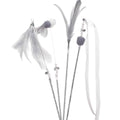 Cat Teaser Stick Set with Bells and Feathers - Grey, Pack of 4