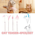 Cat Teaser Stick Set with Bells and Feathers - Grey, Pack of 4 - view 2