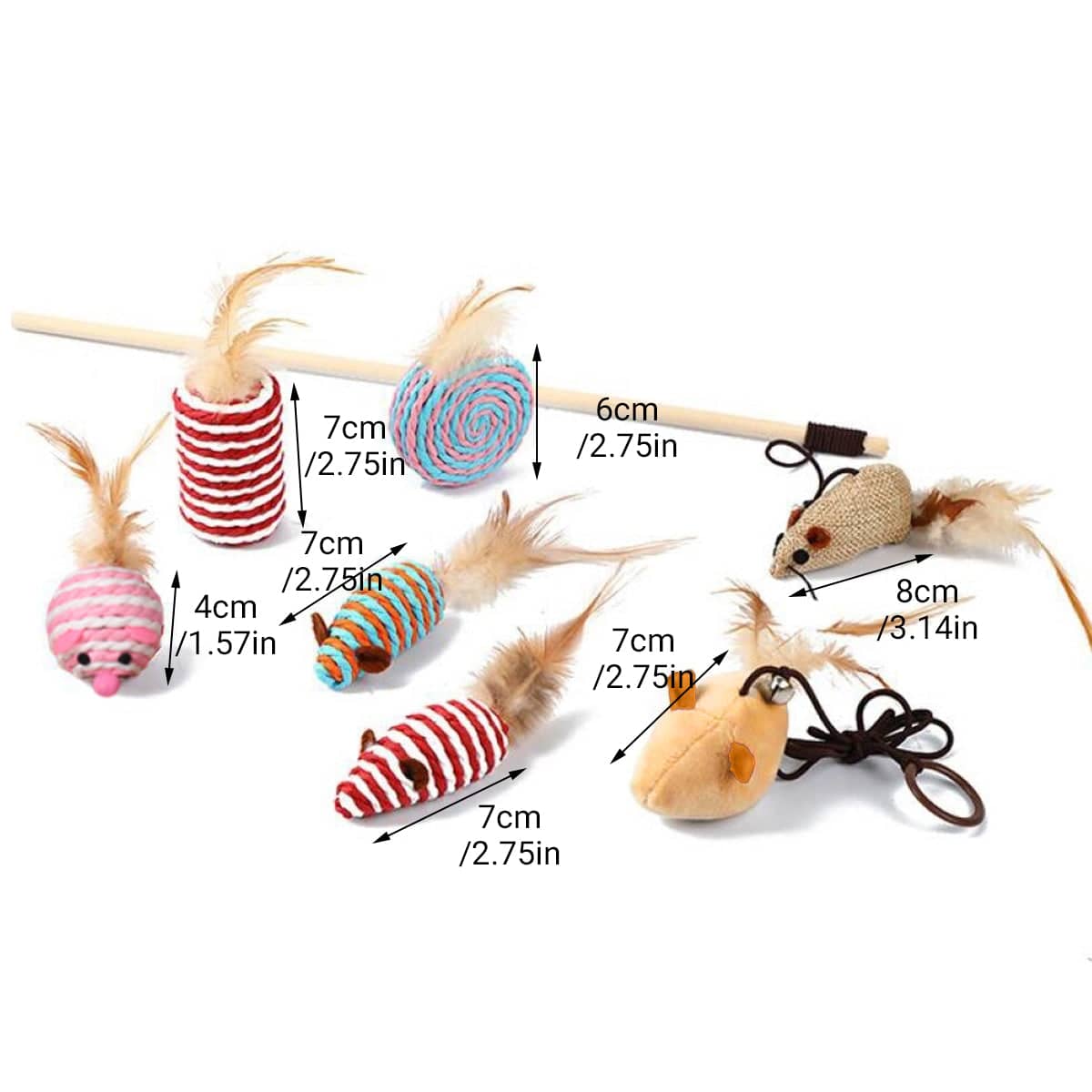 Cat Toys Set of 7 Interactive Kitten Toys with Wand and Feathers for Indoor Cats - view 3