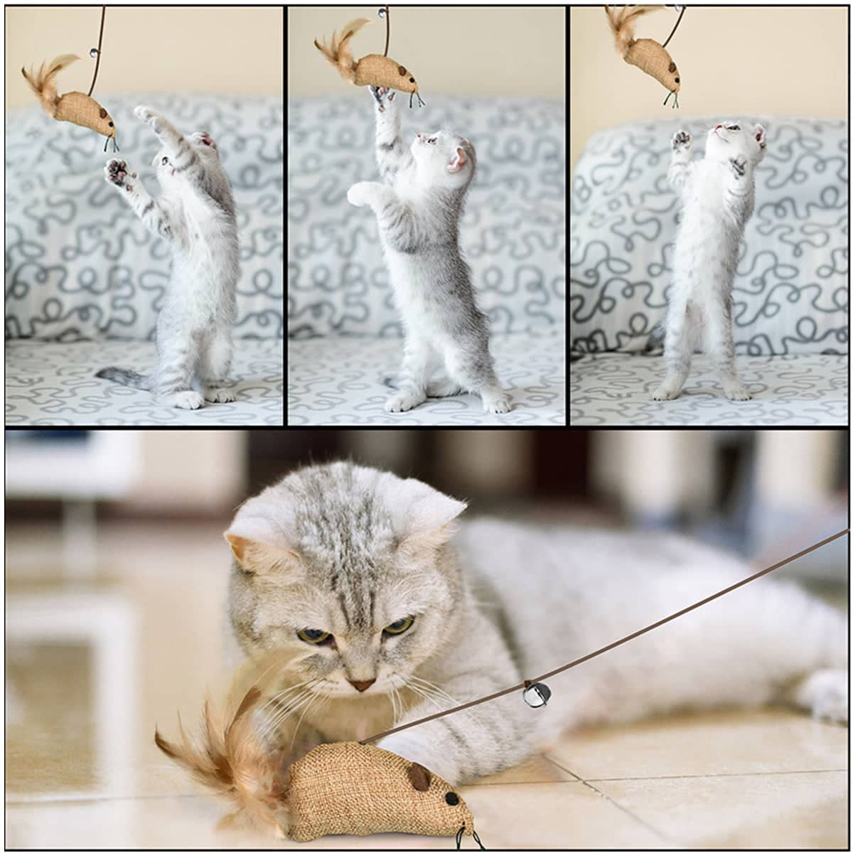 Cat Toys Set of 7 Interactive Kitten Toys with Wand and Feathers for Indoor Cats - view 4