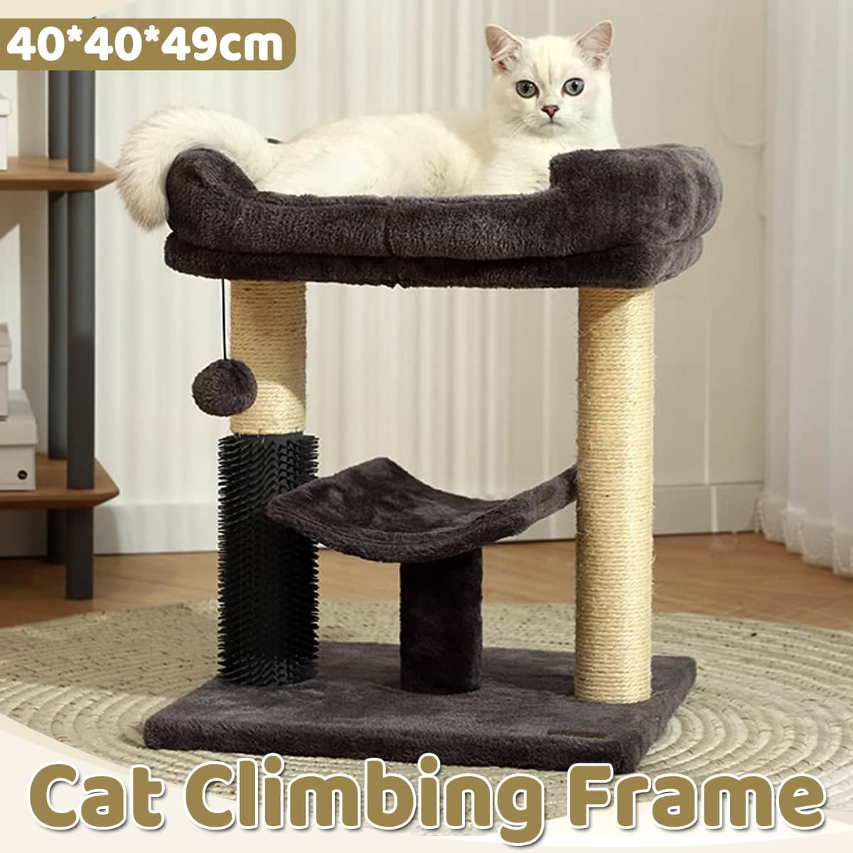 Cat Tree with Sisal Scratching Posts, Hammock and Top Perch for Indoor Cats