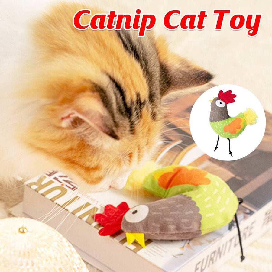Catnip Cat Toy Plush Chicken Shape Interactive Kitten Play Toy, 13 x 9 cm