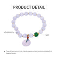 Cat's Eye Beaded Bracelet with Peace Buckle Lotus Pendant - White and Gold, Style 1 - view 4