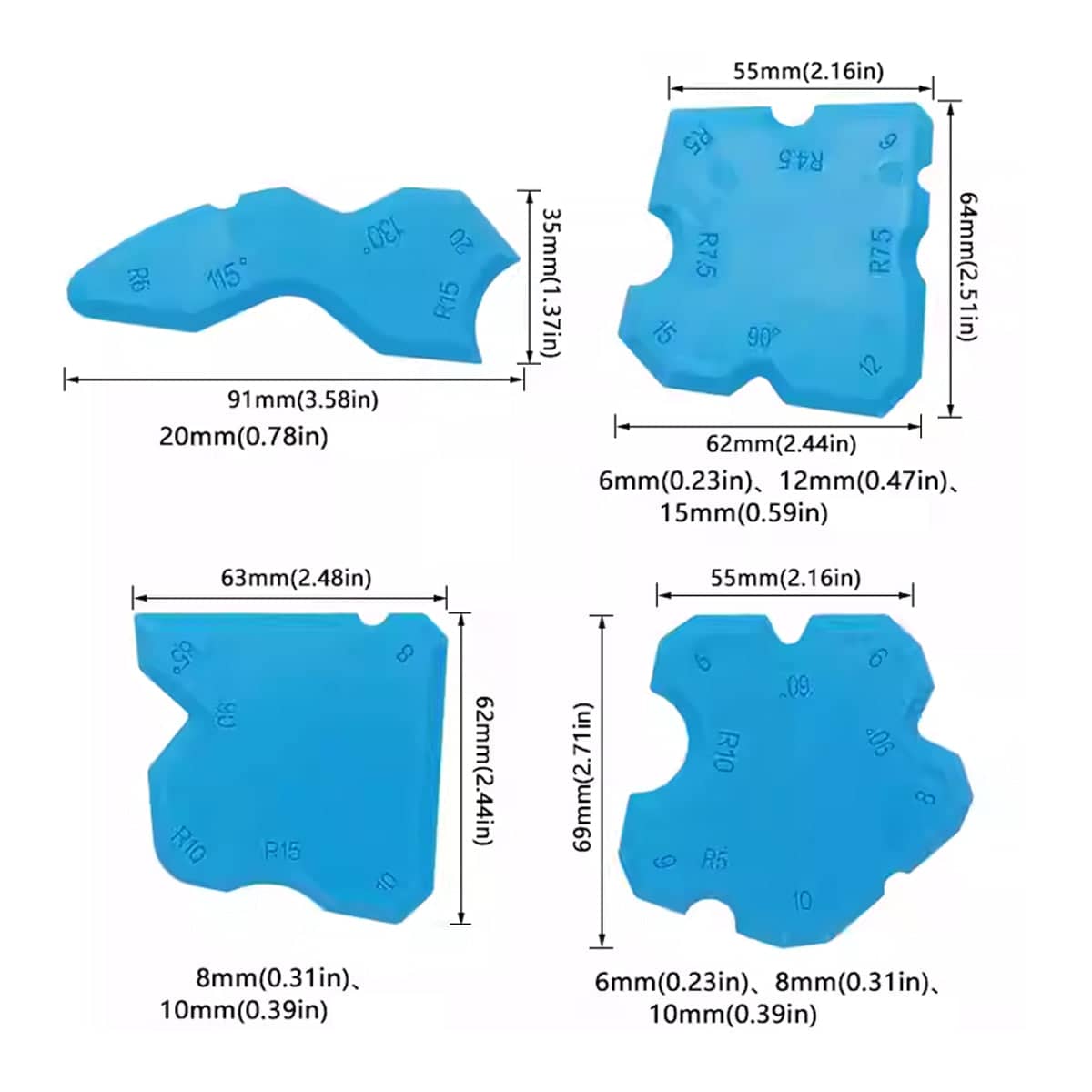 Caulk Smear Scraper Set Kitchen Bathroom Sink Sealant Joint Finishing Tool, Set of 20 - Blue - view 4