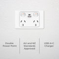 DETA Double Pole Double Power Point with USB-A & USB-C Indoor