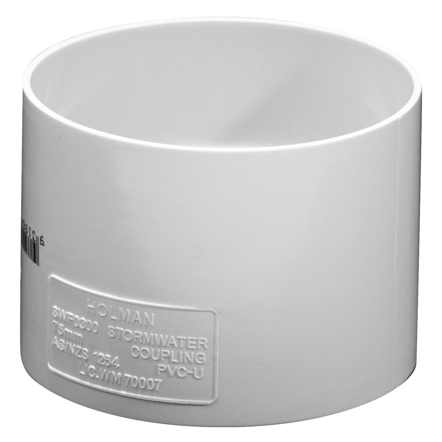 Holman Stormwater Coupling - 75mm - PVC - Watermark Approved - SuperSaverAU - view 1