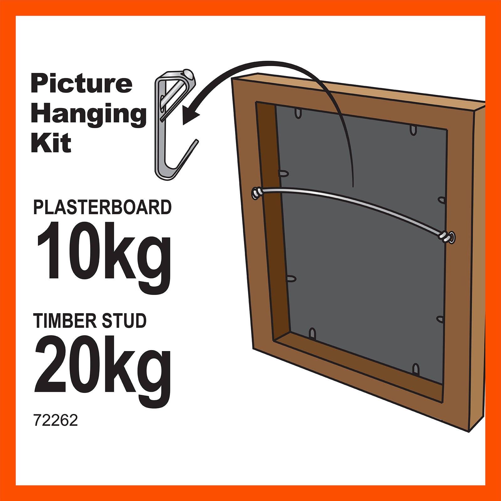Everhang 20kg Heavy-Duty Picture Hanging Kit, Zinc Plated Steel, Hardware Included