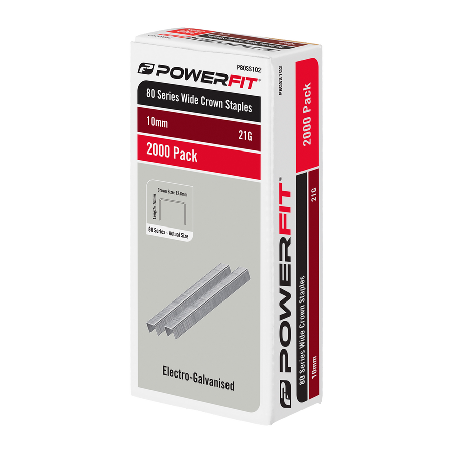 Powerfit 10mm Electro Galvanised Wide Crown Staples - 2000 Pack - 21 Gauge - Durable - SuperSaverAU - view 1