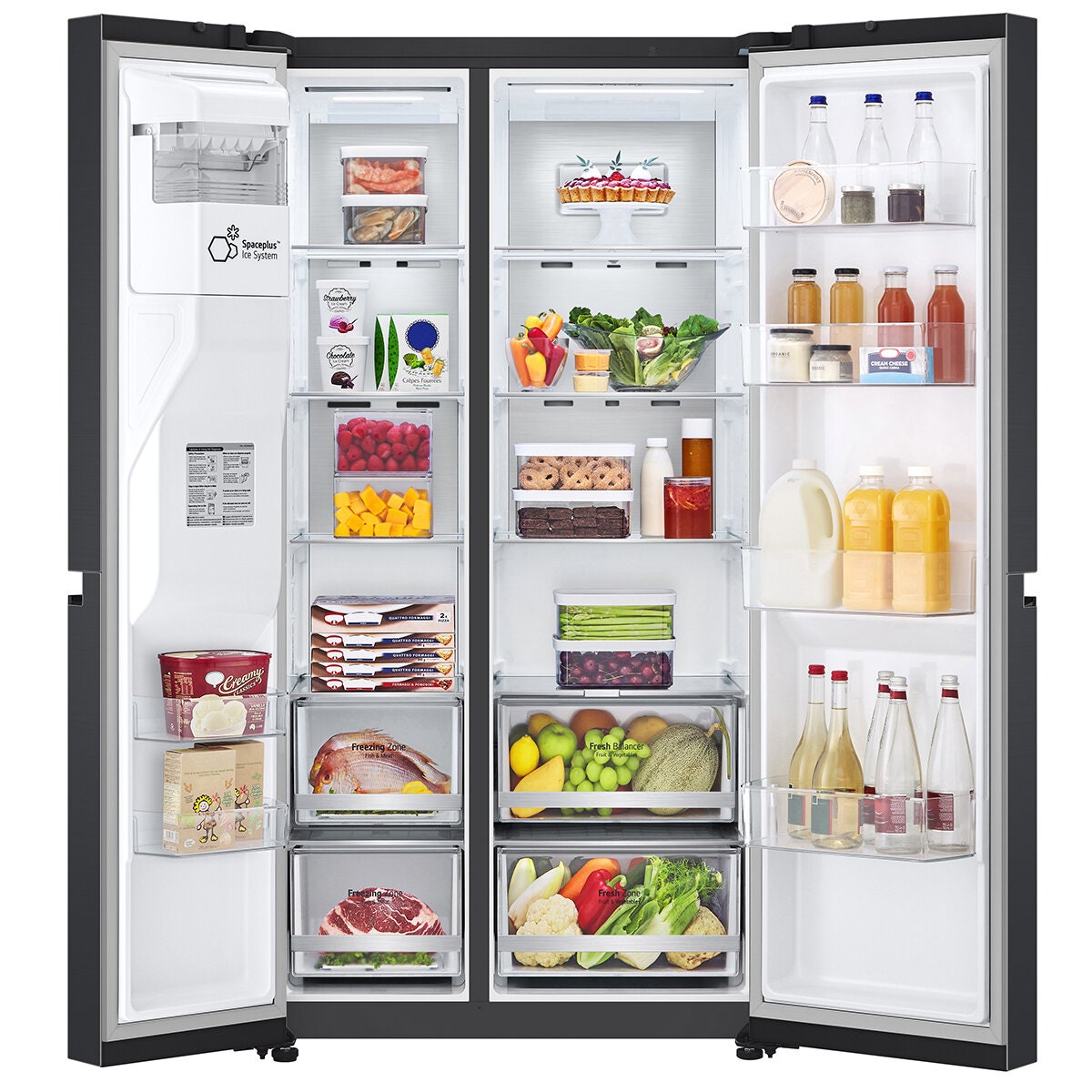 LG 635L Side by Side Fridge - Matte Black, Plumbed Ice and Water Dispenser, ThinQ - GS-L600MBL