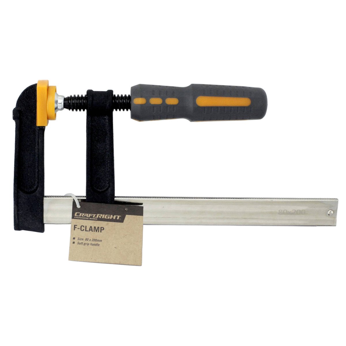 Craftright F Clamp 80 x 200mm Cast Iron Plastic Sturdy Grip - SuperSaverAU - view 2