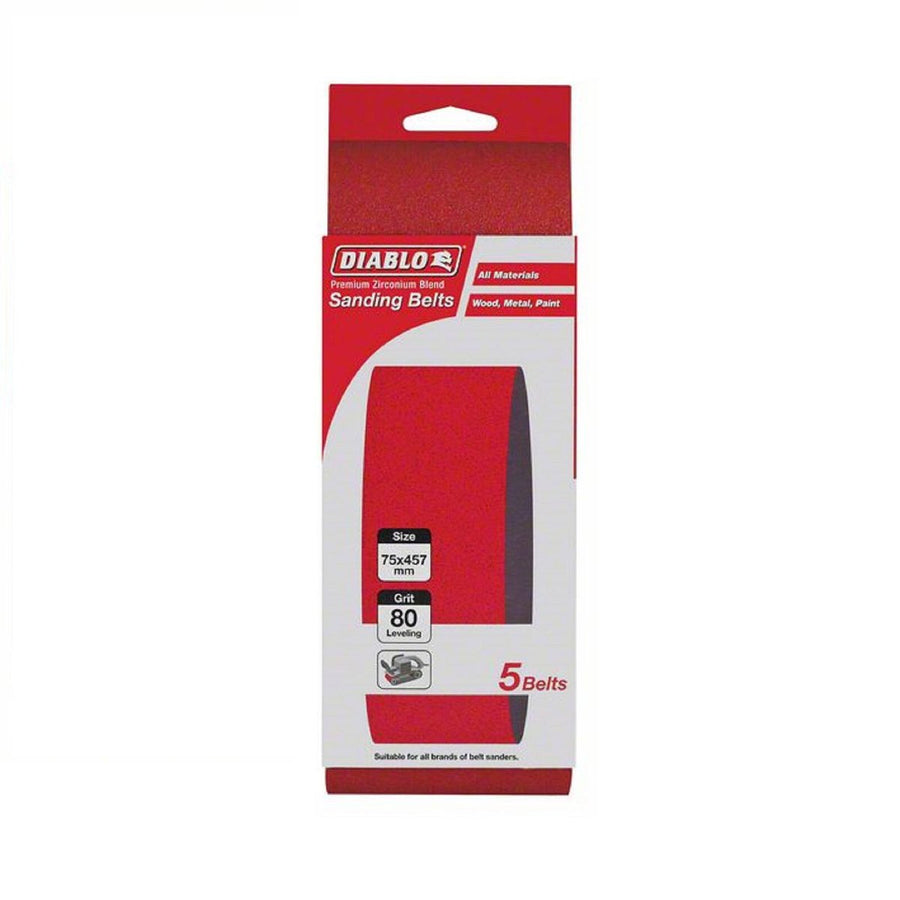 Diablo Abrasive Belt 36 Grit 75 x 457mm 5 Pack - Red - SuperSaverAU - view 1
