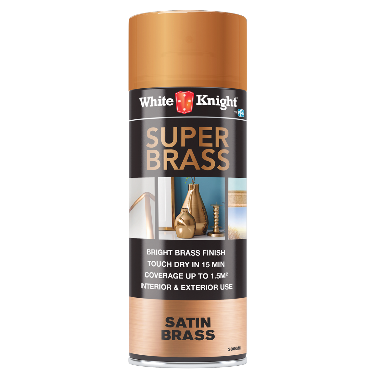 White Knight Super Brass Spray Paint - 300g - Satin Finish - Durable - SuperSaverAU - view 1
